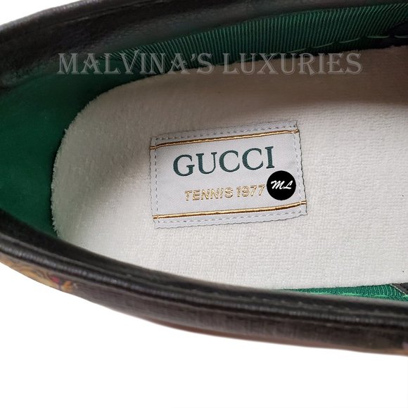 GUCCI SHOES MENS 1977 TENNIS SLIP ON SNEAKERS GG SUPREME TIGER - Picture 12 of 16